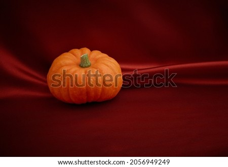 Pumpkin on Red Silk Background