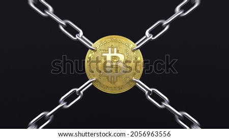 Bitcoin held by strong chains as a blockchain symbol