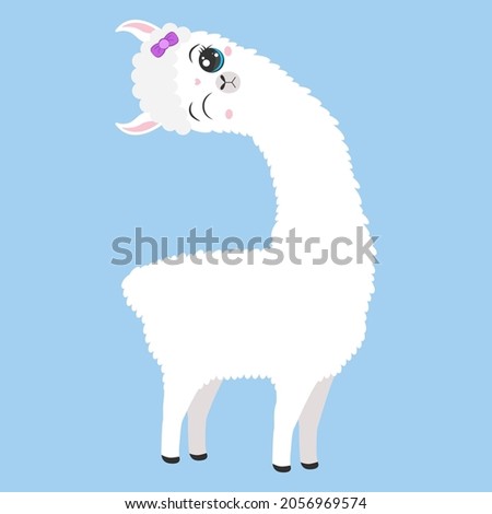 Clip art llama. Vector illustration of baby llama for nursery room decor, posters, greeting cards and party invitations. Cute animal illustrations