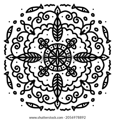 Hand draw of mandala with floral ornament pattern.