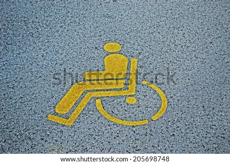 international handicapped sign painted on the asphalt