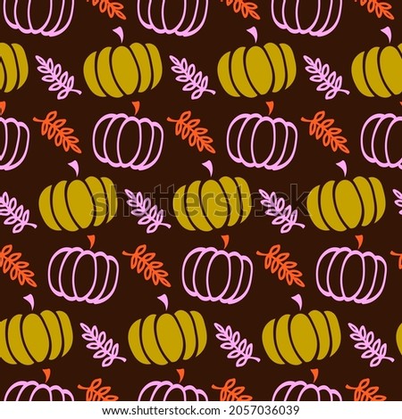 Pumpkin seamless pattern for fall hollyday. Thanksgiving and Halloween Elements.Pumpkin Flat Design Vegetable Icon