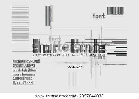 Font. Alphabet Barcode. Flat bar code alphabet. Digital and technological font. Tipography Modern Font. Template for futuristic, digital and technological designs. 