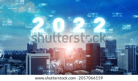 New year concept of 2022. New year's card. Communication network.