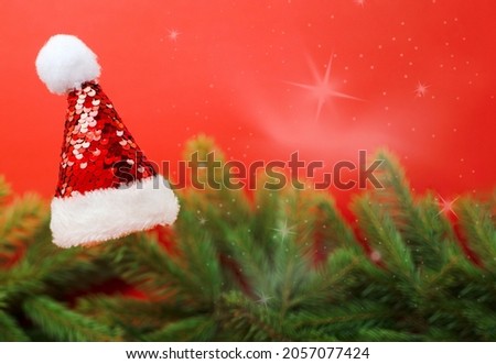 Merry Christmas and Happy New Year 2022. Red background. High quality photo