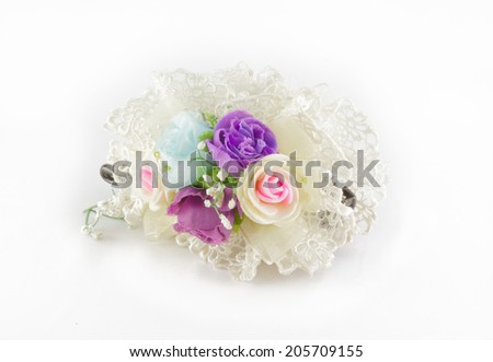 flower hair pins on white background