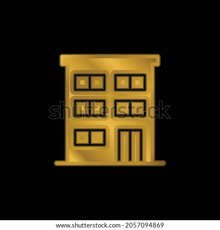Apartment gold plated metalic icon or logo vector
