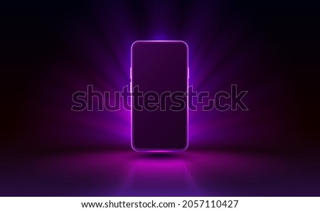 Smartphone mobile screen, technology mobile display light. Vector illustration Royalty-Free Stock Photo #2057110427