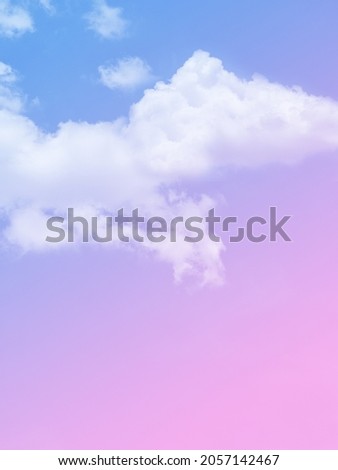 beauty sweet pastel purple pink and blue  colorful with fluffy clouds on sky. multi color rainbow image. abstract fantasy growing light vertical view
