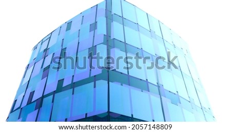 Double exposure photo of windows resembling pyramid built structure with glass walls. Abstract modern architecture background in minimalism style. Hi-tech building exterior. Polygonal pattern.