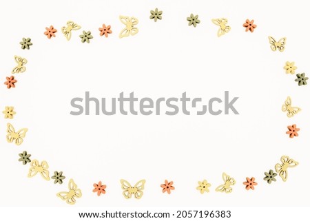 spring frame with cartoon flower and butterfly