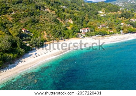 Famous beach of Papa Nero in Agios Ioannis, Pelion, Greece. Royalty-Free Stock Photo #2057220401
