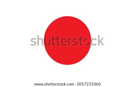 original and simple flag.  isolated vector image in official colors and Proportion Correctly,The national flag of Japan is a rectangular white banner bearing a crimson-red circle at its center, Royalty-Free Stock Photo #2057231060