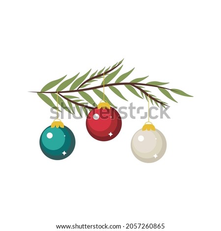  Tree branch  with toys vector illustration Royalty-Free Stock Photo #2057260865