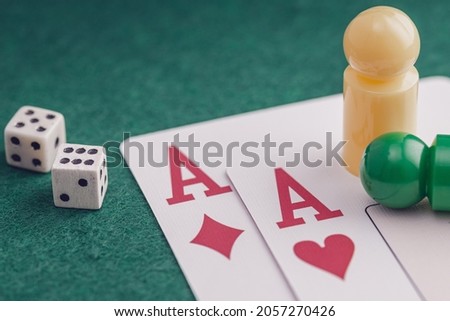 Combinations of playing cards in casino poker. winning hand business concept.