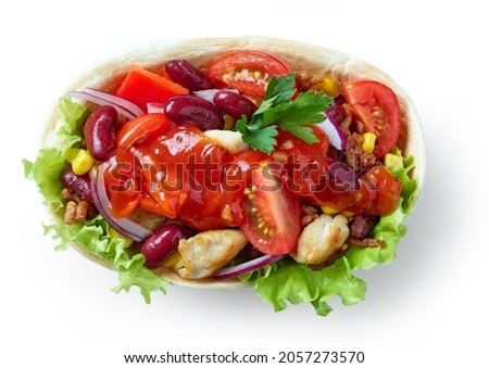 soft taco boat isolated on white background, top view
