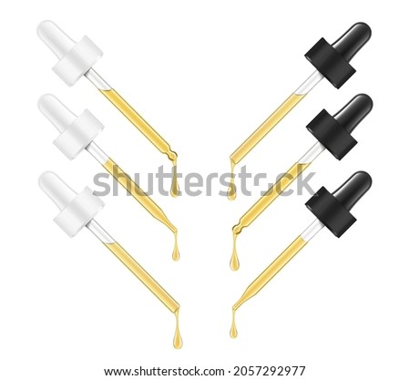 Pipette mockup for dropper bottle isolated on white background. Vector illustration. Front view. Сan be used for cosmetic, medical and other needs. EPS10.	 Royalty-Free Stock Photo #2057292977