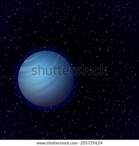Cartoon Venus planet in open space. Vector background