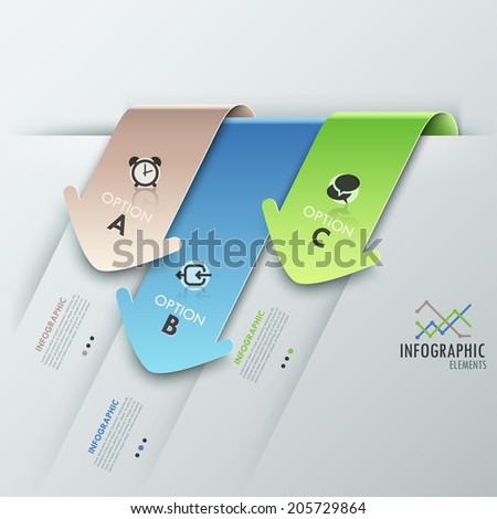 3d modern infographics options template with 5 paper circles. Vector. Can be used for web design and  workflow layout