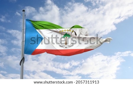 Equatorial Guinea flag - realistic waving fabric flag