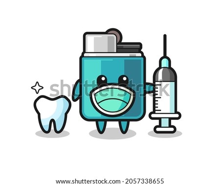 Mascot character of lighter as a dentist , cute design
