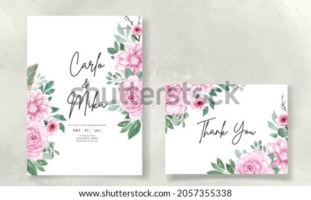 romantic sweet watercolor pink floral wedding invitation card