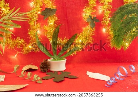 minimalist concept idea displaying products. christmas and new year backgrounds
