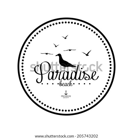 Vector Simple Stylish Black And White Beach Related Label