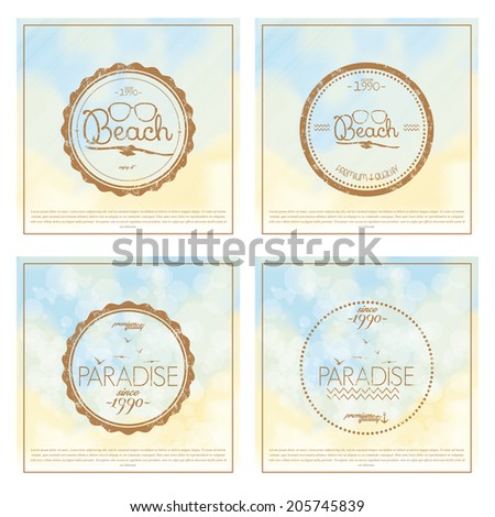 Vector Set Of  Simple Stylish Beach Related Label