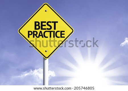 Best Practice road sign with sun background