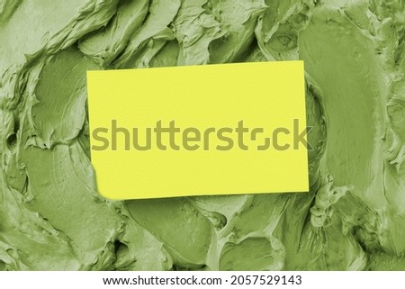 Green frosting texture background with business card