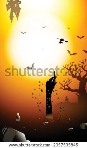 scary and happy halloween vector sign and exotic concept wallpaper decoration illustration , halloween day