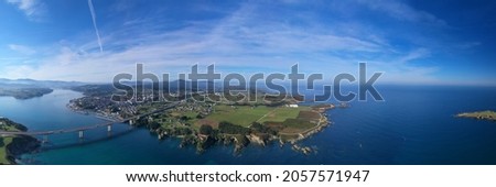 Panoramic aerial view of Ribadeo and its estuary Royalty-Free Stock Photo #2057571947