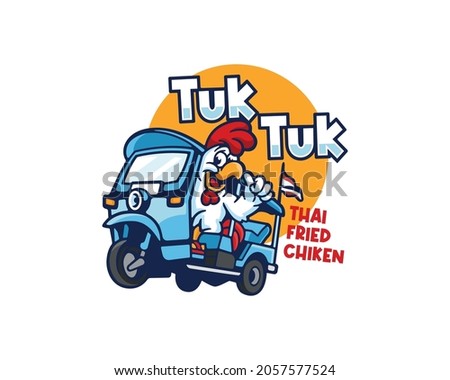 Funky Thai Chicken Character Riding A Tuk Tuk 