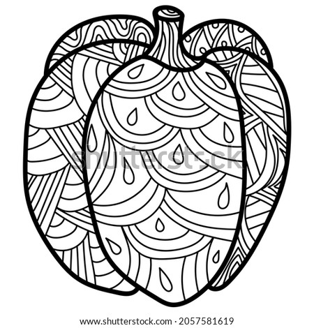 Pumpkin with fantasy patterns, ornate coloring page for Thanksgiving or Halloween vector illustration