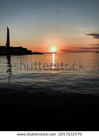 Sevastopol embankment on the background of a beautiful sunset