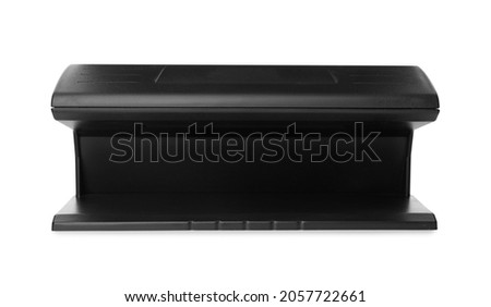 Modern currency detector isolated on white. Money examination device