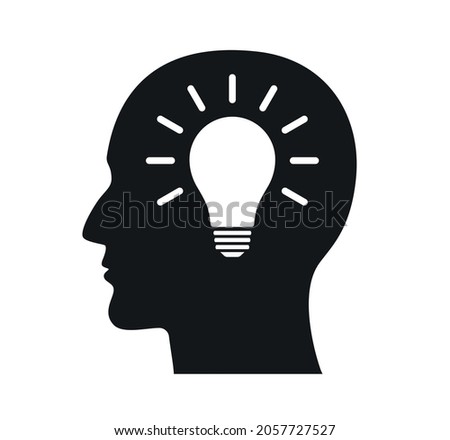 Head light bulb idea solution and creativity icon