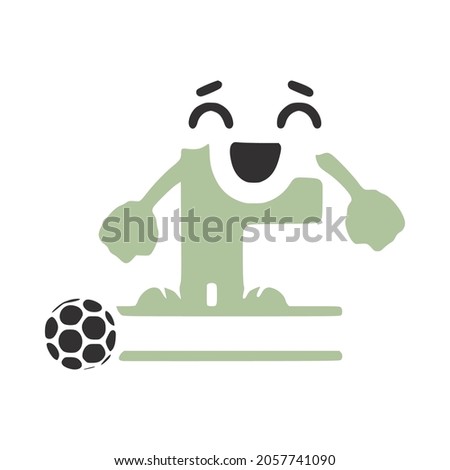 Happy letter f character football player personalized monogram, vector logo, emblems or initial design.