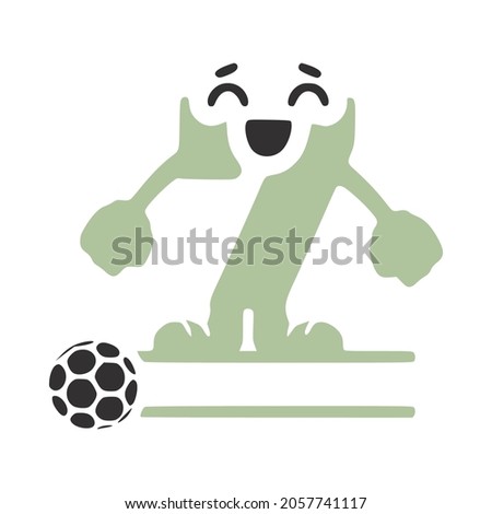 Happy Number 7 character football player personalized monogram, vector logo, emblems or initial design.