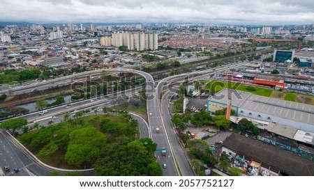 Aerial view of the Tatuapé district in São Paulo, Brazil. Main avenue in the neighborhood, near the metro station