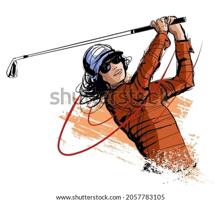 Golf player with cap and sunglasses- vector illustration