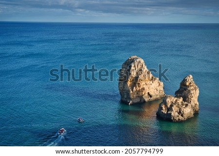 Photo of the rocks and natural arches on Algrave Portugal