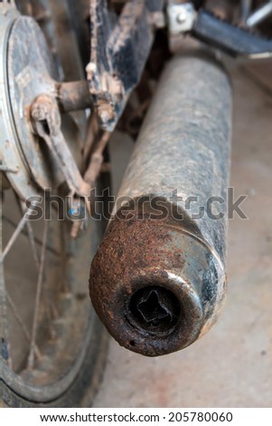 Old exhaust of the old motorcycle 