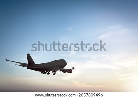 Airlines Jet  in a blue sky at International Airport