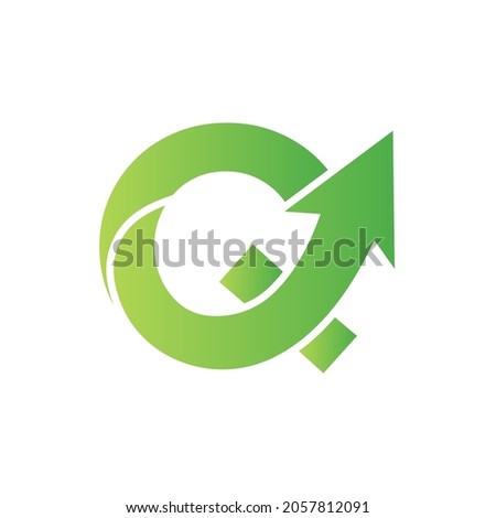 Financial Marketing Logo On Letter Q, Initial Growth Arrow Concept. Fundraising Financial And Accounting Management Logo Design Template
