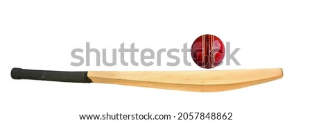 Cricket bat and ball isolated on white background. This has clipping path.
