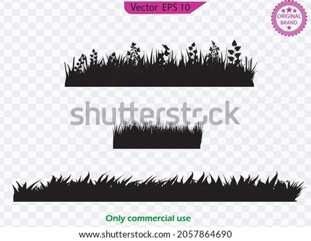 Grass silhouette. Turf coating banners for edging and overlays. Cereal sprouts. Springtime growth greenery. 