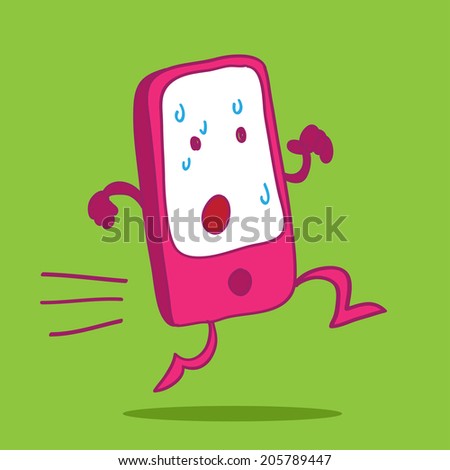running cartoon mobile phone