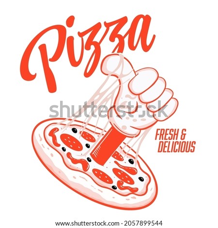 thumbs up for delicious cartoon pizza
